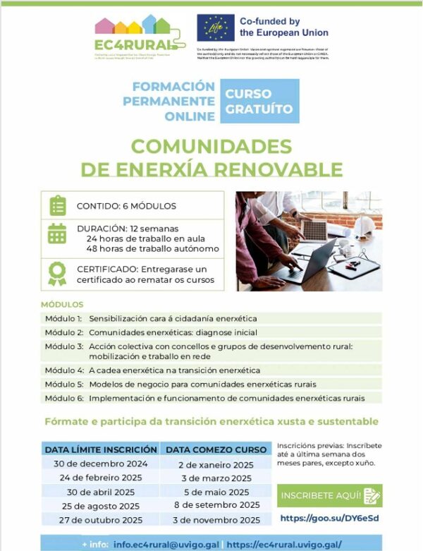 Cartaz curso Comunidades de Enerxía Renovable